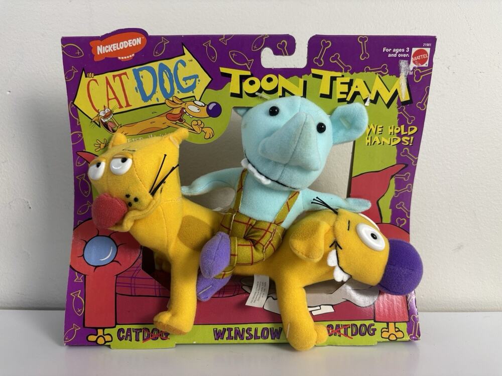 1998 CatDog Winslow Toon Team Plush Set NIB Nickelodeon Mattel